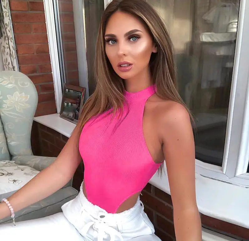

sleeveless neon green solid sexy bodysuit 2019 summer women fashion bodycon streetwear party casual female body