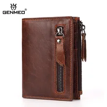 GENMEO New Genuine Leather Wallet Men Hot Sale Cow Leather Purse with Card Holders Men Clutch Bag with Zipper Coin Purse Bolsa hot sell new thick purse fashion women zipper wallet wristlet bag with serpentine genuine cow leather