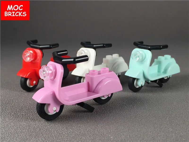

MOC Bricks DIY Colorful Scooter with Stand and Angular Handlebars Assembly Building Blocks fit with 15396c01 Toys kids gifts