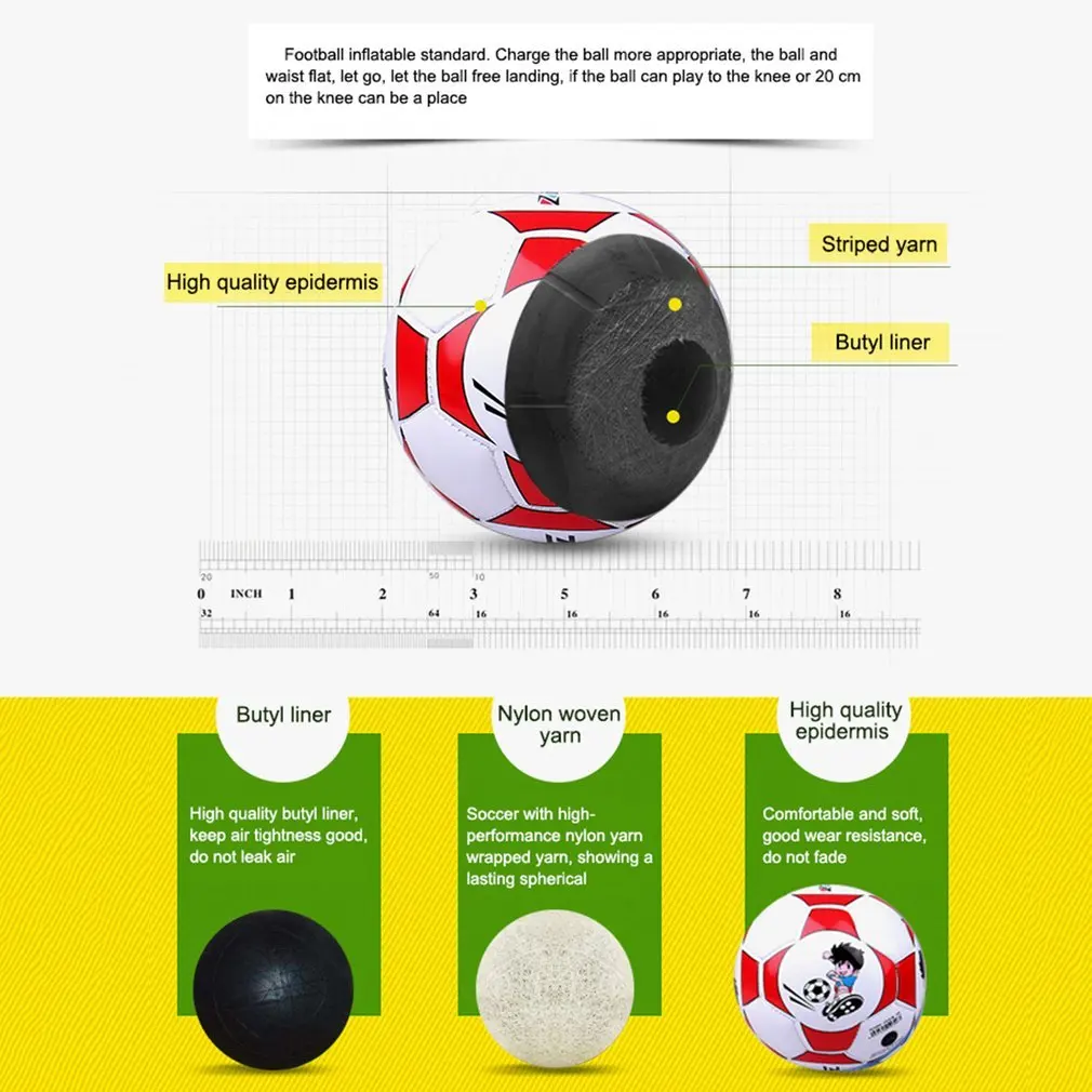 Официальный размер 2 Стандартный PU кожаный футбольный мяч Обучение Футбол Крытый открытый с бесплатной чистой иглой для детей студентов