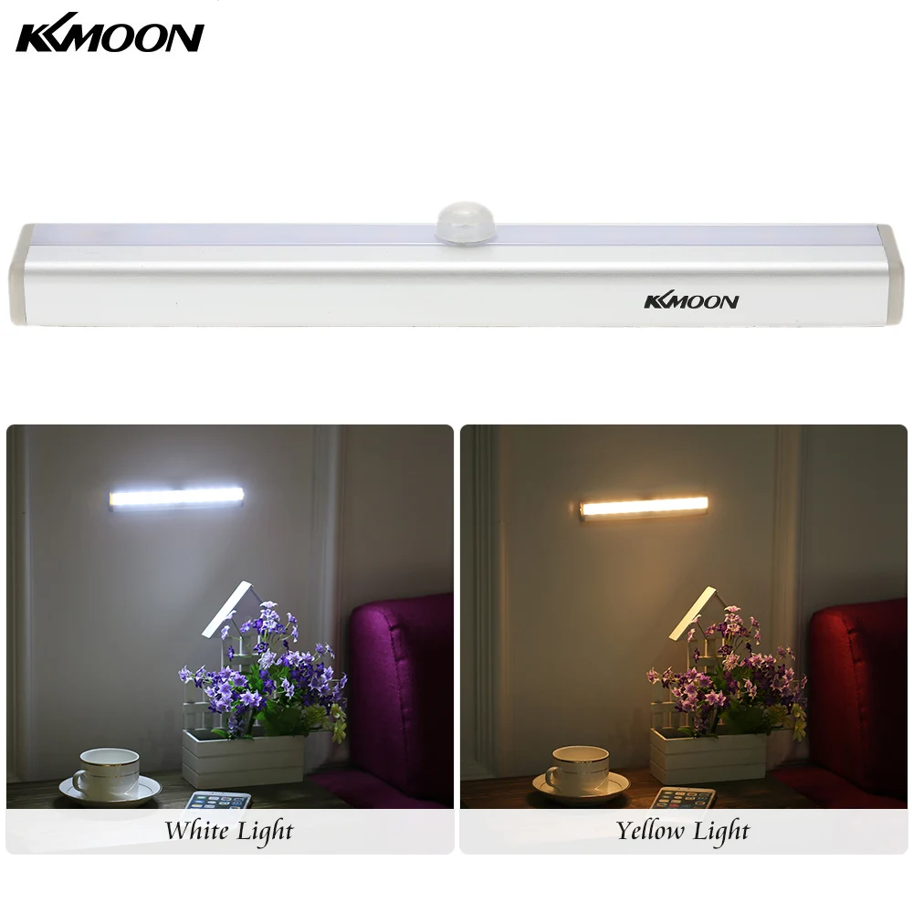 

KKmoon Smart Auto Human PIR Motion Sensor Lamp Light Bar 10 LED Wireless Cabinet Wardrobe Closet Sensor Wall Night Lamp