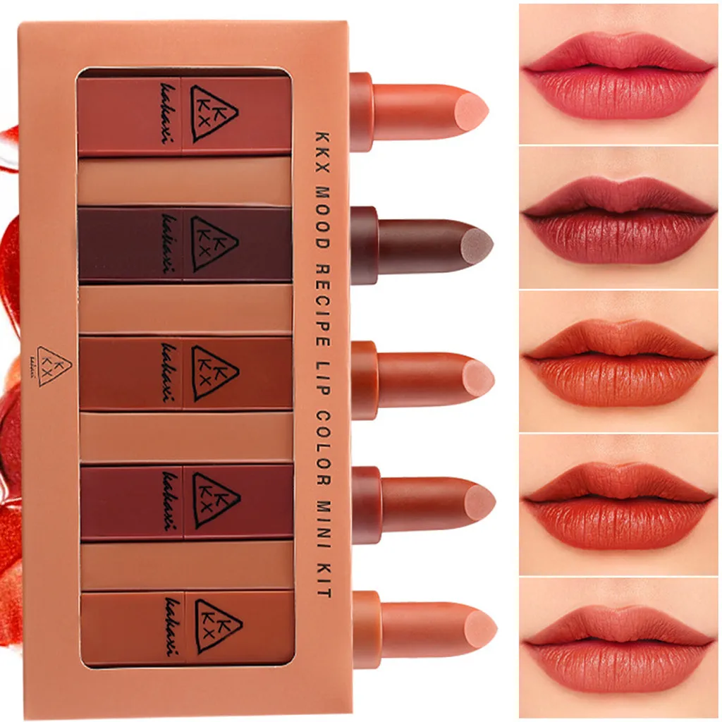 

Waterproof Long Lasting Makeup Liquid Lipstick Sweet Red Lip Tint Kakaxi 5 Pcs/set Lipstick Easy To Wear