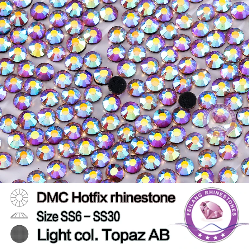 

DMC Hotfix Rhinestone SS16 SS20 SS30 Lt.col.Topaz AB Crystals 10 Gross/bag Brides Dress Stones Garment Accessories