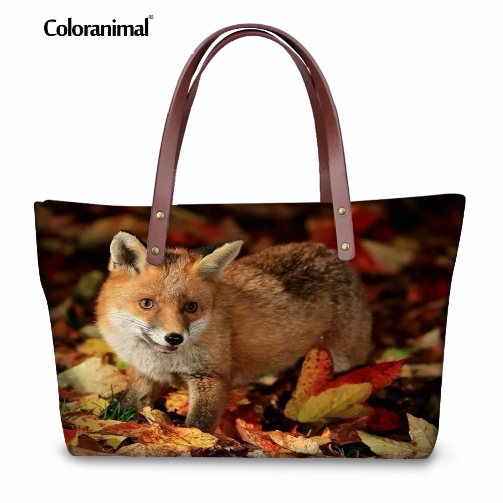 buy Coloranimal Cool 3D Animal Red Fox Bat eared fox Arctic Fox Fennec Fox Print Women Large Capacity Handbag Tote Bags Clutches Bag