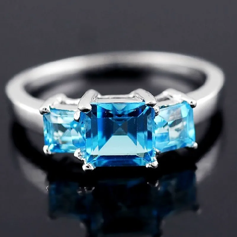 Vecalon ценное женское модное Ювелирное кольцо 2ct имитация аквамарина Cz обручальное кольцо с белым золотом женское кольцо на палец
