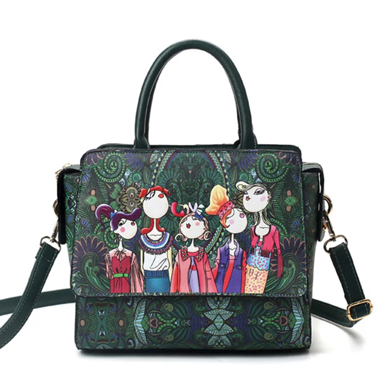 

Designer Luxury Brand High Quality PU Leather Lady Green Cartoon Handbag Shoulder Bags Female Top-Handle Purse Sac A Main SS7299