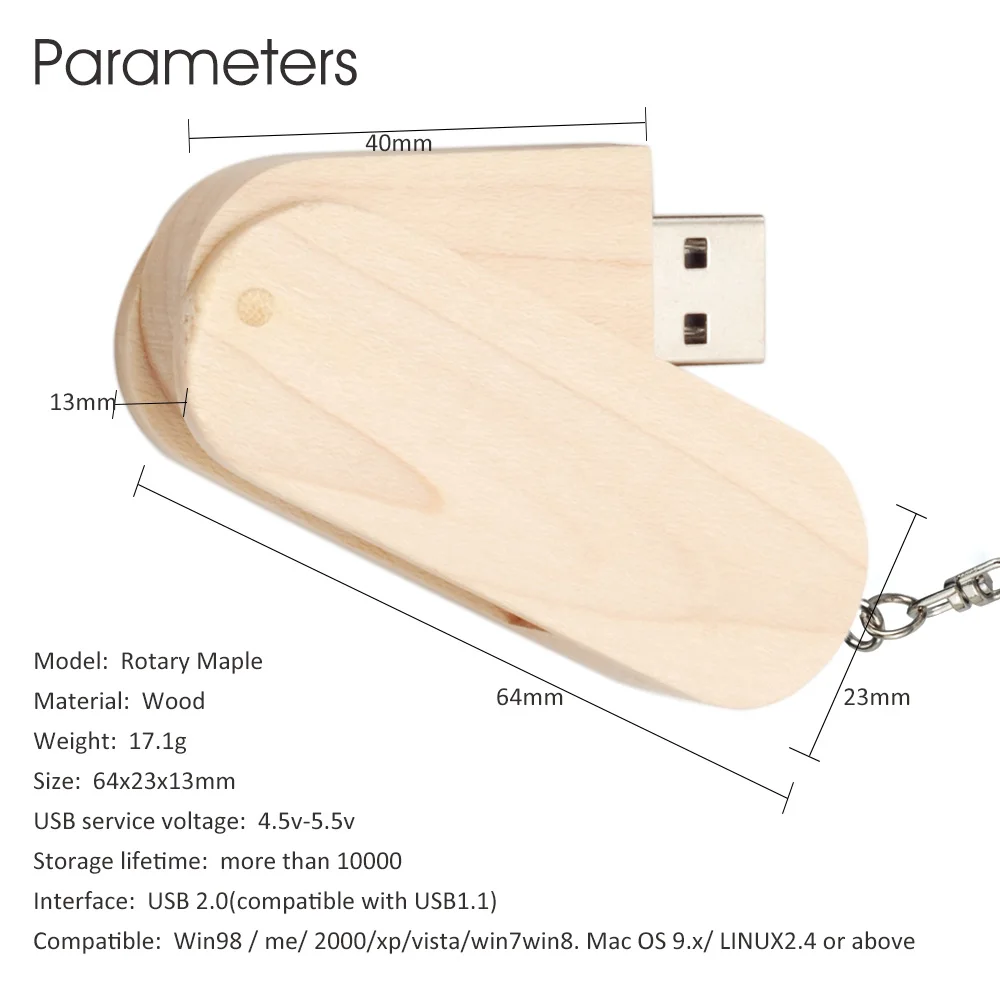 LEIZHAN USB карта памяти Флеш накопитель 32 ГБ Woonden флеш брелок 64 Гб Флешка 16 8 usb ключ 4