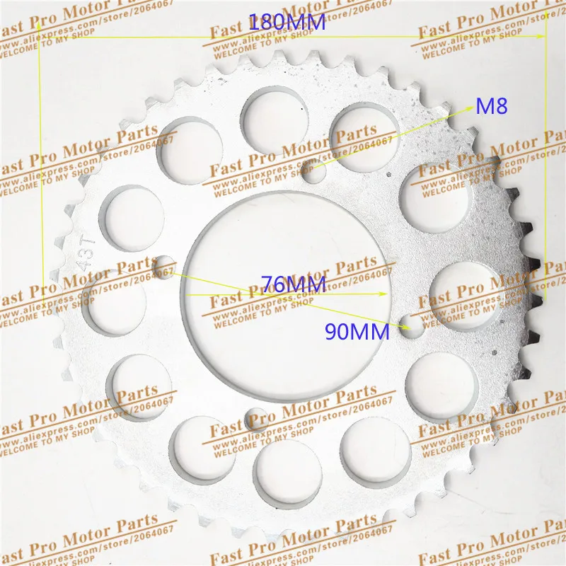 420 Chain rear sprocket 41 43 tooth 76mm centre hole for Dirt Pit Bike off road motorcycle Motocross gear spare parts