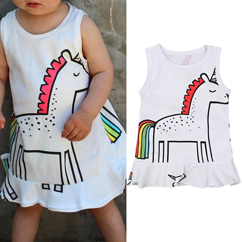 

Fashion Baby Girls Toddler Dress Cartoon Unicorn Clothes for Baby Cotton Casual Baby Girls Clothing