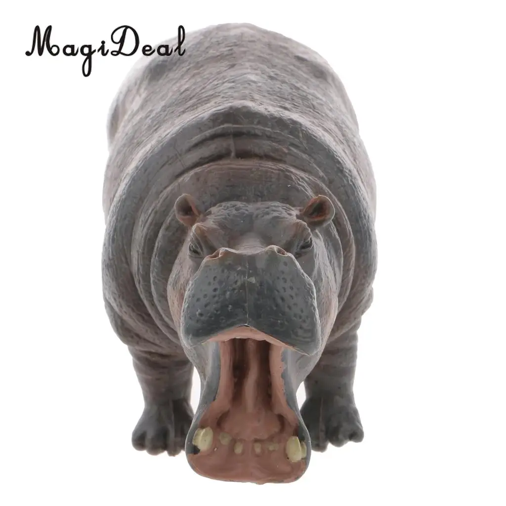 MagiDeal 1Pc Realistic Hippopotamus Wild Wildlife Zoo Animal Figurine Model Action Figure for Kids Story Telling Props Toy Gift