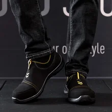 Мужская повседневная Рабочая защитная обувь размера плюс со стальным носком; нескользящая обувь на платформе; ботинки для безопасности на строительной площадке