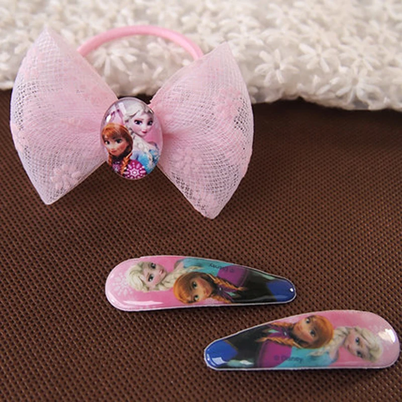 Disney Pretend Play Frozen Elsa Anna Cartoon Character Pattern Children's Beauty Hair Hairpin Bow Headdress Set Gift For Girls Disney Pretend Play Frozen Elsa Anna Cartoon Character Pattern Children's Beauty Hair Hairpin Bow Headdress Set Gift For Girls