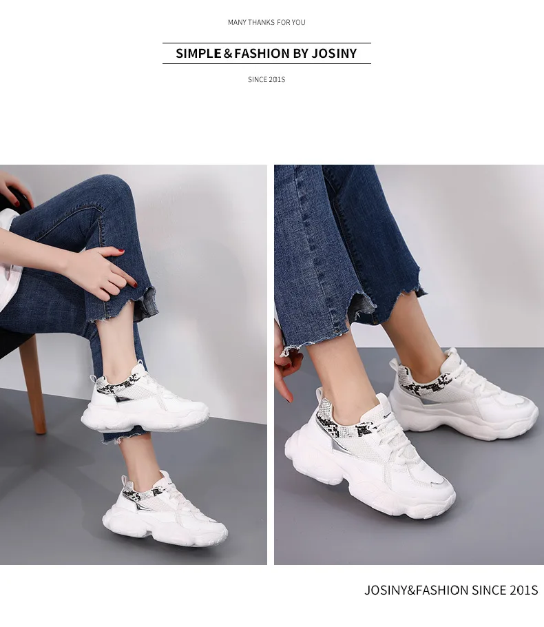 Women's Sports Shoes Thick Bottom Microfiber Mesh White Shoes Autumn New Fashion Comfortable Breathable Lace Casual Shoes