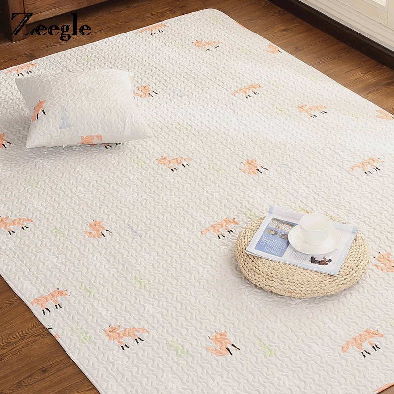 

Zeegle Modern Floor Mat Cartoon Fox Printed Carpet For Living Room Non-slip Bedroom Carpet Kids Bedroom Carpet Cotton Nap Carpet