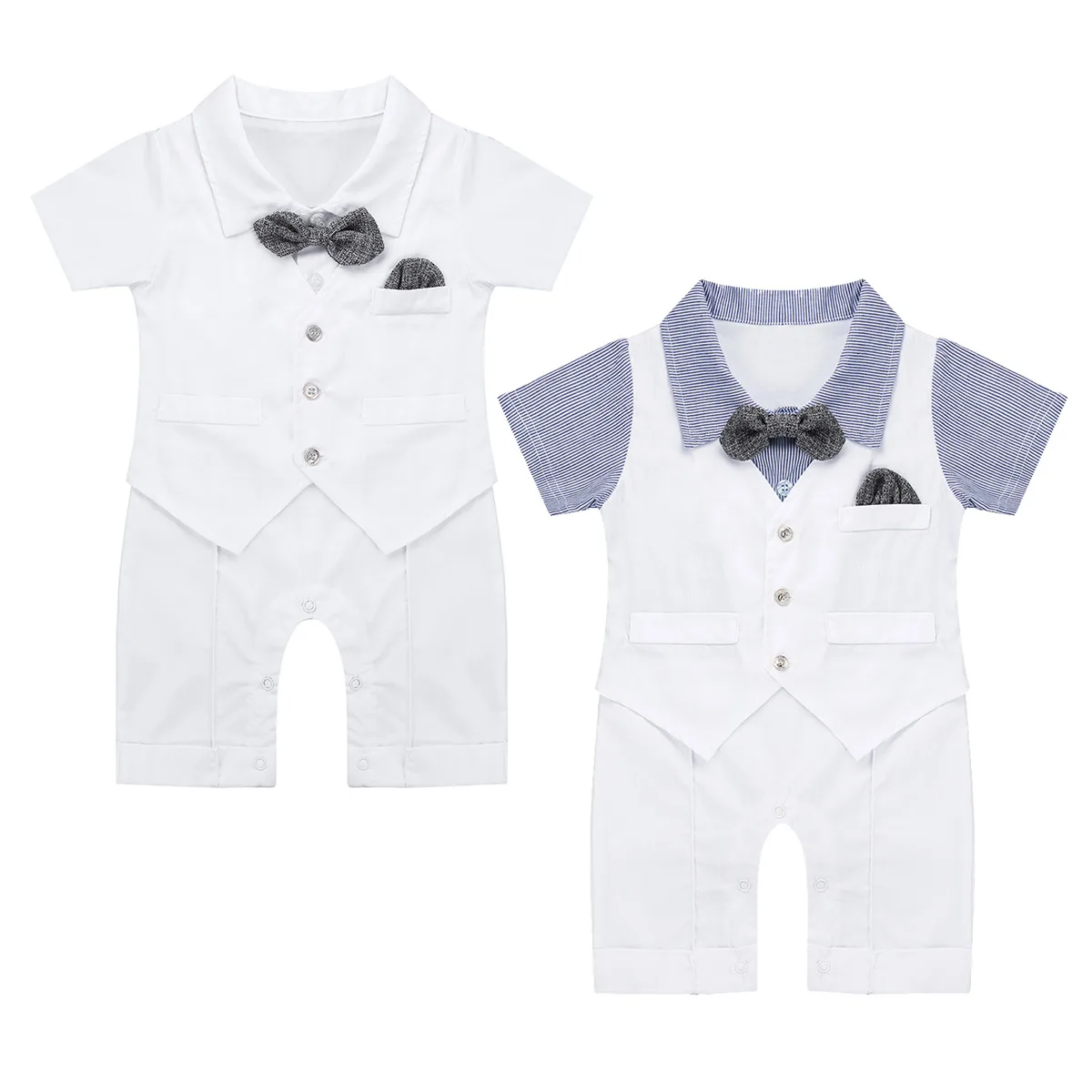Летняя стильная одежда для малышей, Костюм Джентльмена, Одежда для новорожденных мальчиков, Детские хлопковые комбинезоны, комбинезон, Одежда для младенцев