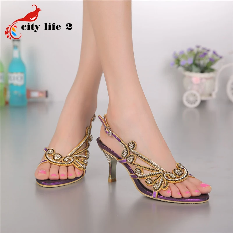 Rhinestone Sandals Hot Selling 2015 Summer European Style Leather Zapatos Mujer Strap Sexy Shoes Rome Buckle