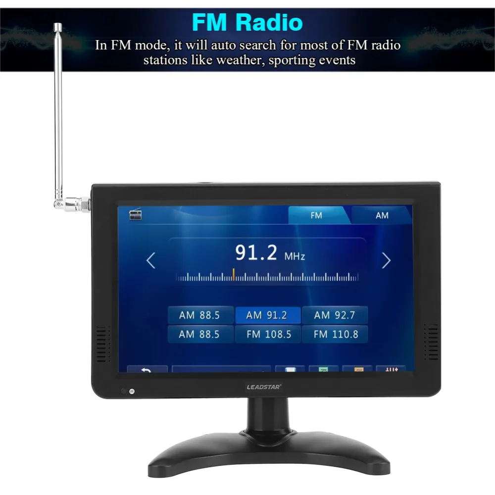 LEADSTAR 10 дюймов ATSC Автомобильный цифровой ТВ FM радио 1080 P Стерео Высокая чувствительность цифровой ТВ