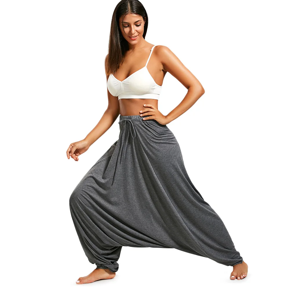 Pantalones bombachos de talla grande para mujer, pantalón informal, holgado, con cordón, Pantalones largos, Hippie, con globos, S-2XL