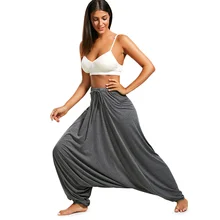Pantalon bouffant ample pour femmes, sarouel à cordon de serrage, pleine longueur, Hippie