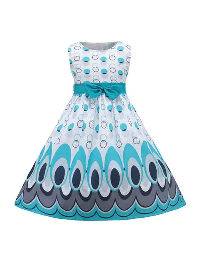Новое платье для девочек, в горошек, с бантом, хлопок, вечерние, на день рождения, детская одежда, размер 2-12 - Цвет: as