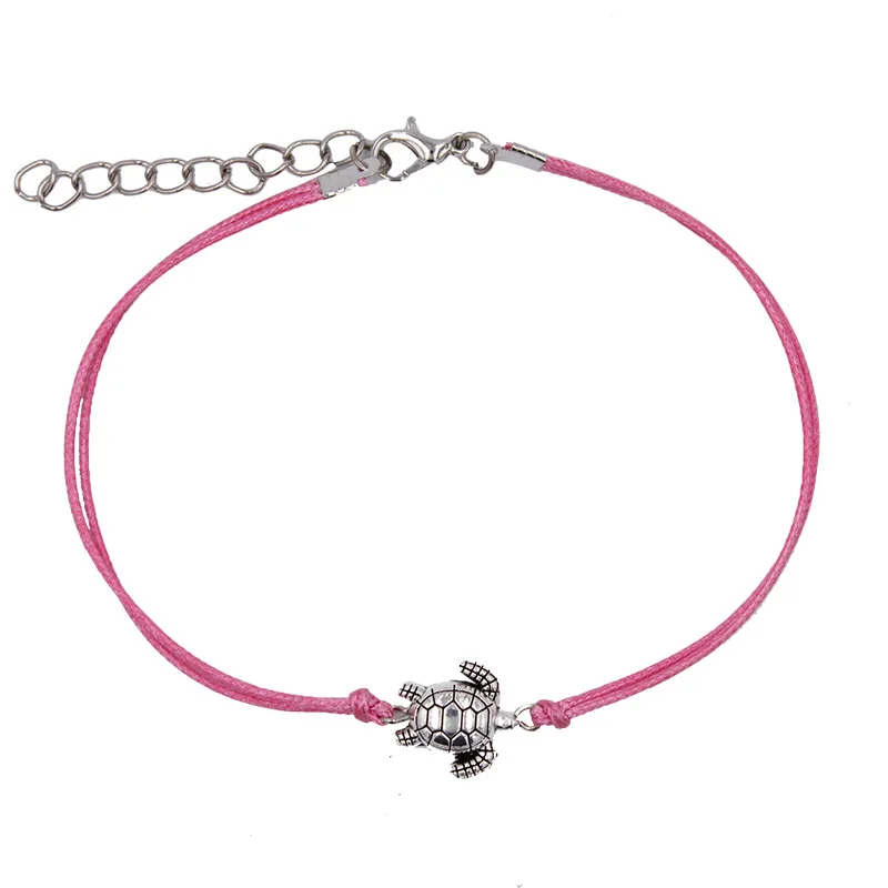 New Woven Red Rope Korean Women's Footchain Couple Anklet New Cute Turtle Anklet Braided Anklet
