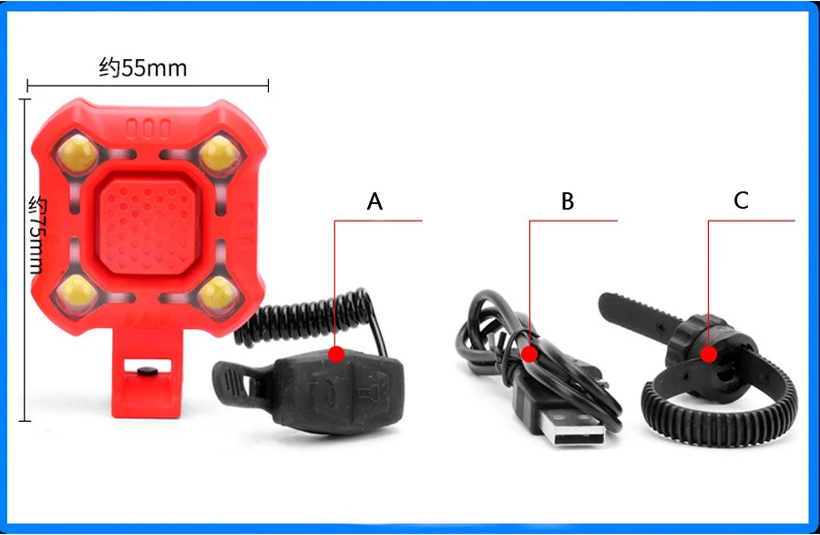 Велосипед велосипедный Звонок зарядка через usb велосипеда рупорной головкой светодиодный вспышка светильник Многофункциональный велосипедный светильник для велосипеда Электрический гудок 140db
