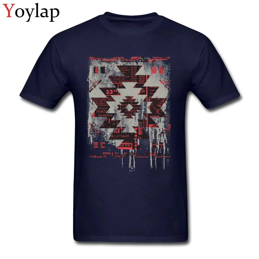 2017 Popular Design Tops Shirts Short Sleeve for Men 100% Cotton Summer Autumn O-Neck T Shirt Printed Tee-Shirt Aztec Modern navy