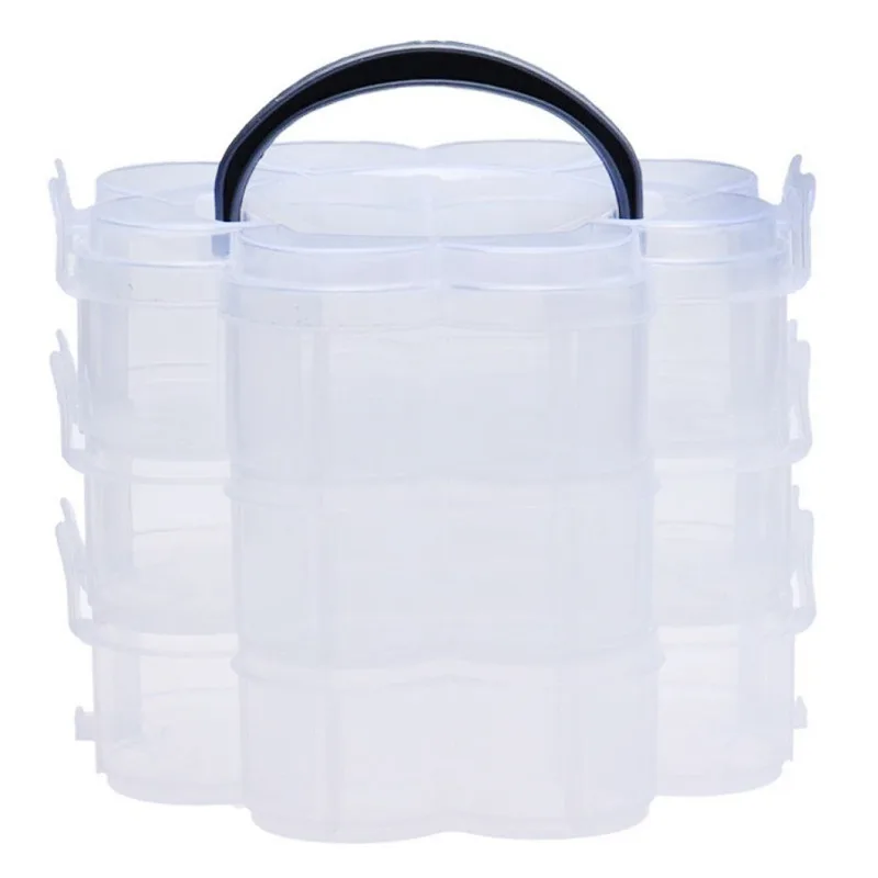 

3 Tier Stackable Organiser Plastic Craft Storage Box Jewellery Tool Container Clear