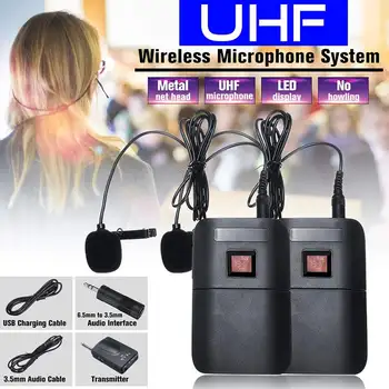 

Professional Dual Headset UHF Wireless Microphone System Head-mounted Mic Receiver Transmitter for Microphone Speech Teach