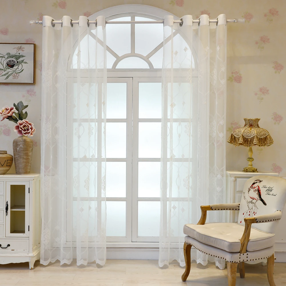 Modern Tulle Curtains for Living Room Kitchen Geometric Sheer Curtains for Bedroom Voile Curtains for Window Tulle Door A970 (2)