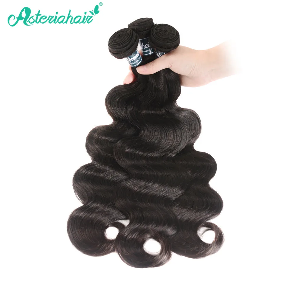 

Asteria Hair Body Wave Bundles Brazilian Hair Weave 1 Bundle 3 or 4 Bundles 8-26 Inch Natural Black Remy Human Hair Extensions