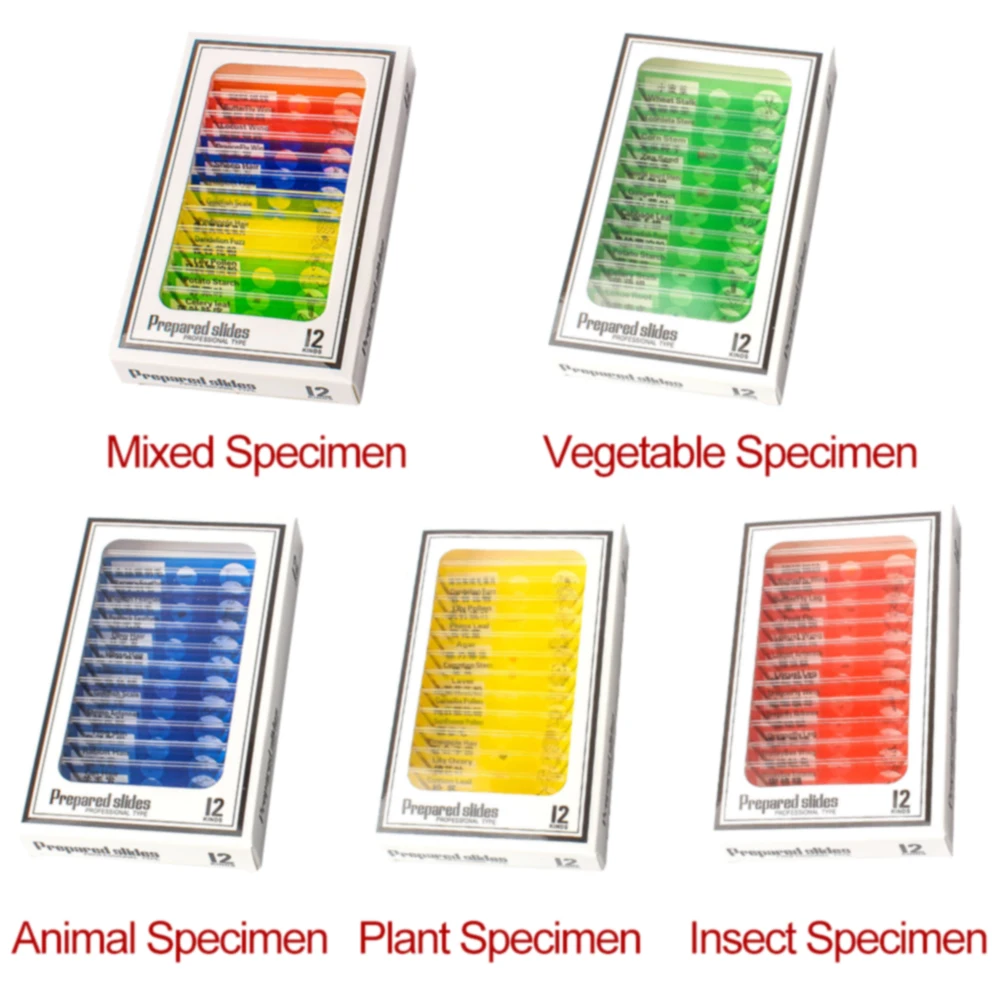 12 шт./кор. инструмент пластиковый образец студенческий биологический образец Детские Растения готовые слайды детский микроскоп научное образование безопасный