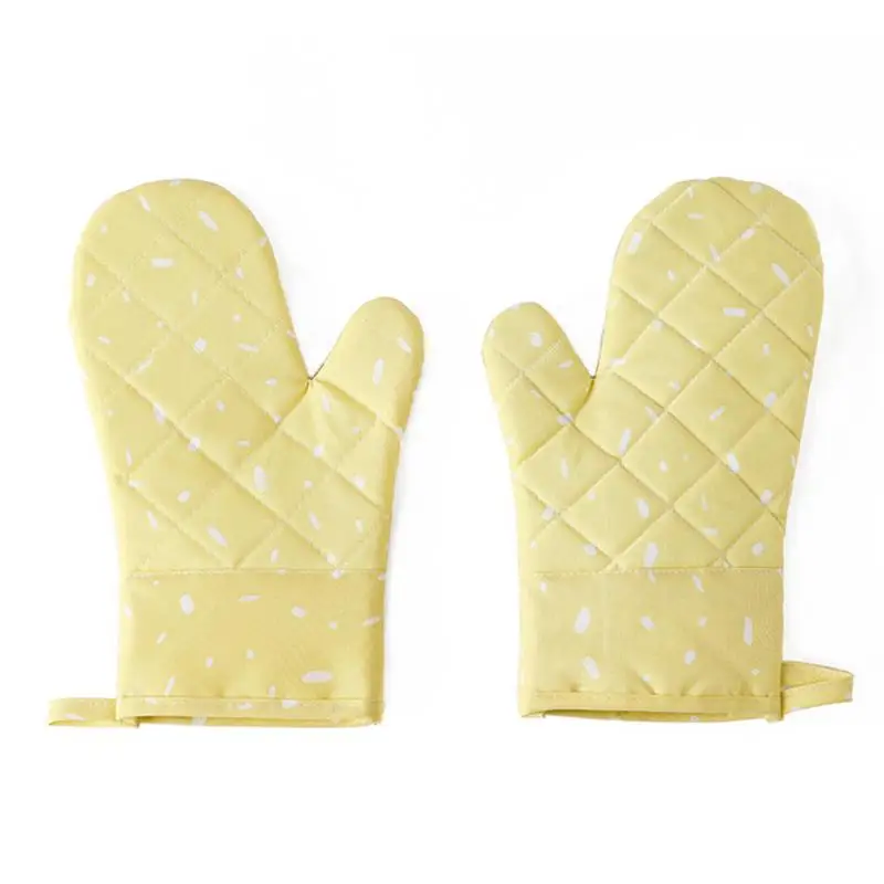 1 пара хлопковые кухонные прихватки термостойкие варежки кухонные рукавицы для микроволновой печи выпечка перчатки для барбекю утолщение Ovenwant - Цвет: Цвет: желтый