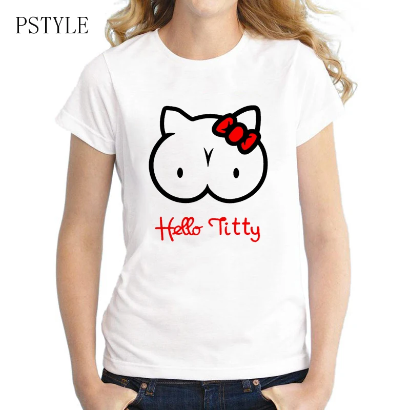 Funny tshirt women harajuku print t shirt hello titty design t shirt ...