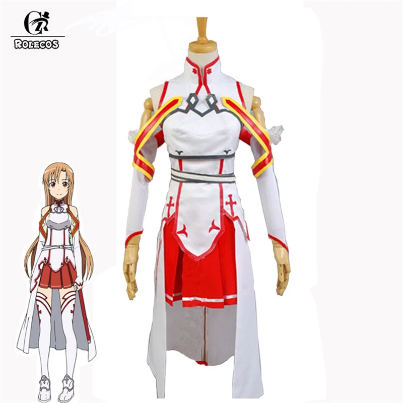 

ROLECOS Anime Sword Art Online Cosplay Costume Asuna Costume Alicization White Full Sets Battle Suits for Women Cosplay Costume