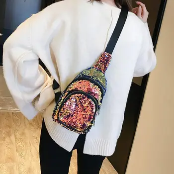 

Fashion Outdoor Women Zipper Glitter Sequined Crossbody Chest Bag Shoulder Pouch Handbag