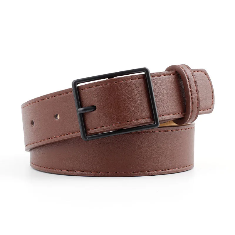 C Coffee Best YBT Women belt New fashion Black Alloy pin buckle belt bussiness affairs Women decoration casual simple belt - Цвет: C Coffee