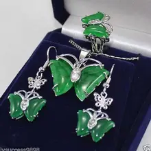 Свадьба Бабочка зеленый драгоценный камень кулон Цепочки и ожерелья серьги кольцо кварцевые изысканные свадебные широкий часы Крылья женские королева