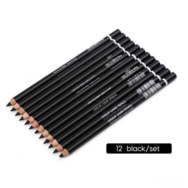 12PCS/Lot Colorful/Black Make Up Beauty Eyeliner Pencil Eyebrow Cosmetics Eyes Liner Women Makeup Pen Tools