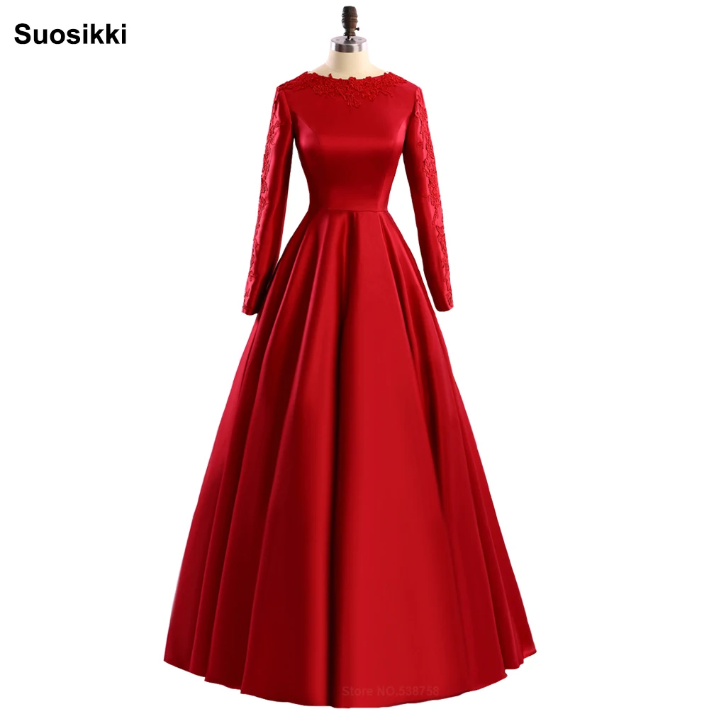 Red evening dress long sleeve muslim formal evening prom party dresses zuhair murad plus size formal dress free shipping Red evening dress long sleeve muslim formal evening prom party dresses zuhair murad plus size formal dress free shipping