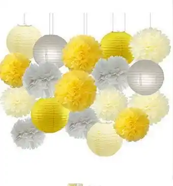 Yellow Grey Elephant Baby Shower Decorations 18 Pcs Cream Yellow