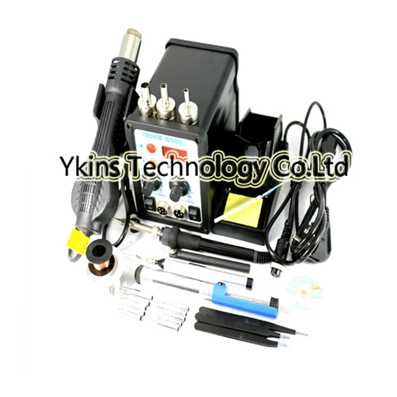 

New 8586 110V / 220V 700W 2 in 1 SMD Rework Soldering Station Hot Air Gun + Soldering Iron Free Gift