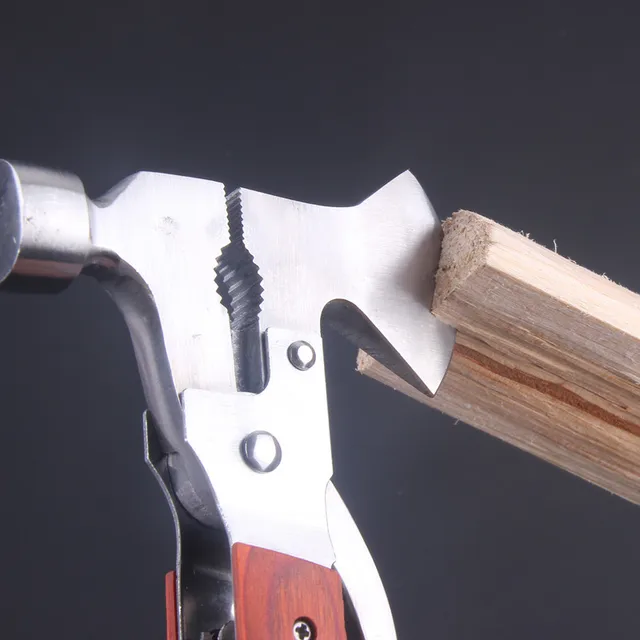 3 Type Multi Camping Axe Hammer Stainless Steel Fixed Blade Knife Wood Handle Survival Hand Tool Wrench Screwdriver Saws Plier