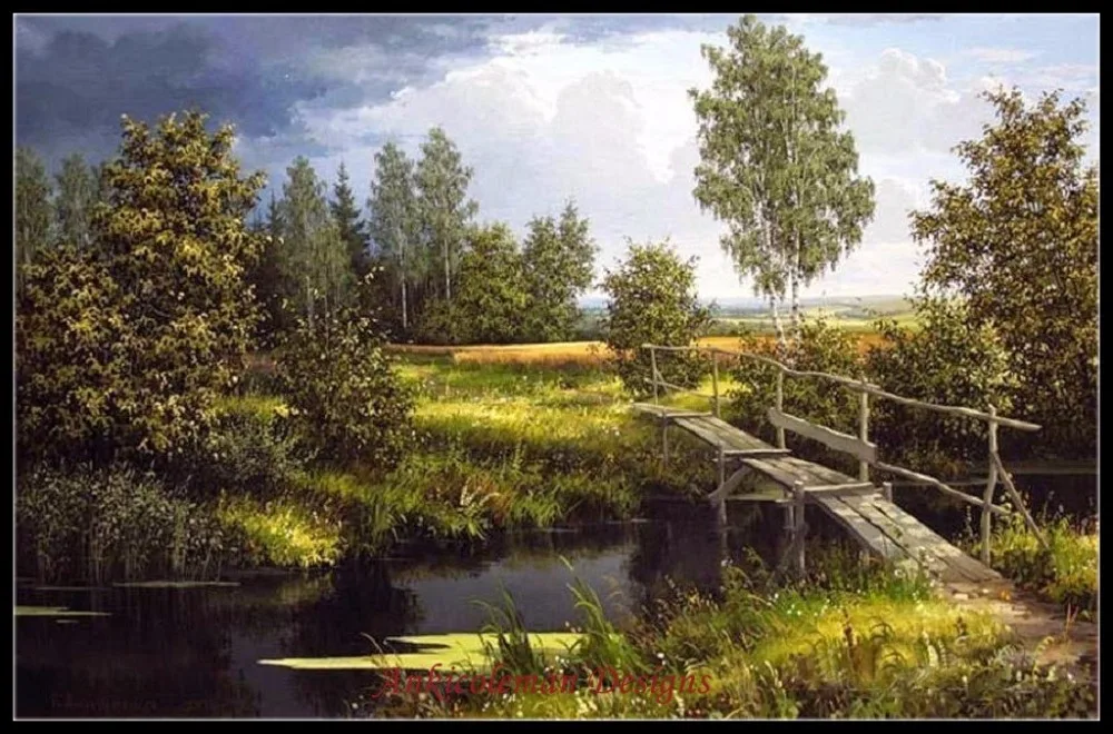

Needlework for embroidery DIY DMC color High Quality - Counted Cross Stitch Kits 14 ct Oil painting - Small Wooden Bridge
