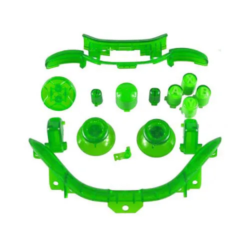 Для контроллера Xbox 360 прозрачный полный набор деталей(палочки D-pad триггеры кнопок бамперы Нижняя отделка) для ваших контроллеров - Цвет: Зеленый