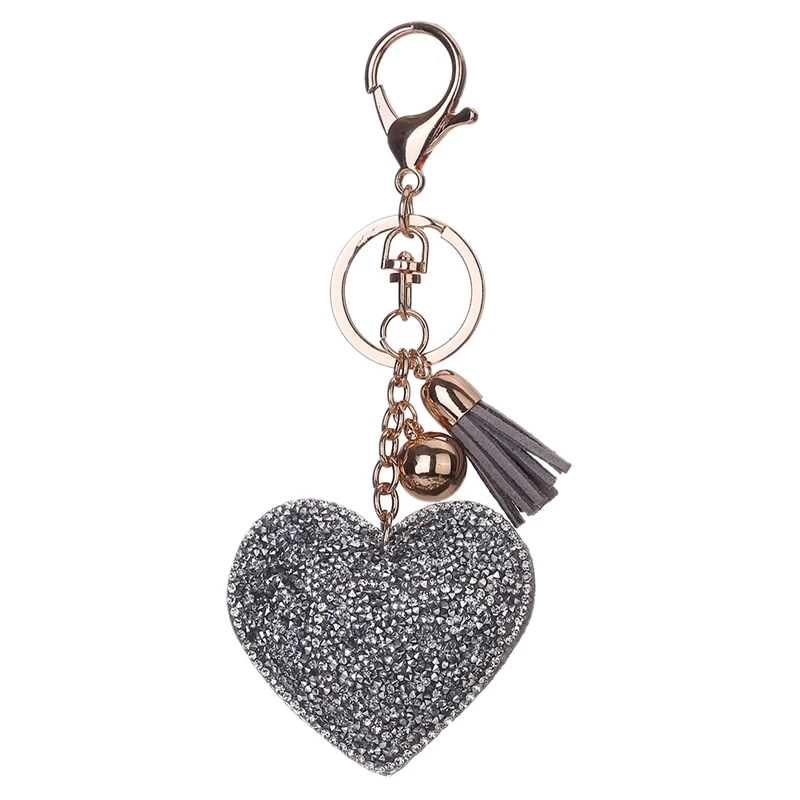 

1 Pc Fashion Multicolor Love Peach Heart Set With Leather Tassel Keychain Mobile Phone Bag Pendant Accessories Valenti
