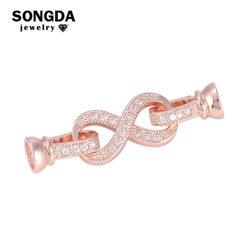 

SONGDA DIY Jewelry Accessories Top Quality CZ Rhinestone 8 Chakra Infinity Fastening Clasps Fit Pearls Beaded Necklace Bracelet