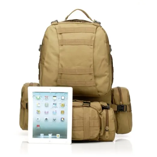 Коричневый тактический рюкзак-Койот, военный рюкзак, походный рюкзак для кемпинга, альпинизма, комбинированный с 3 сумками