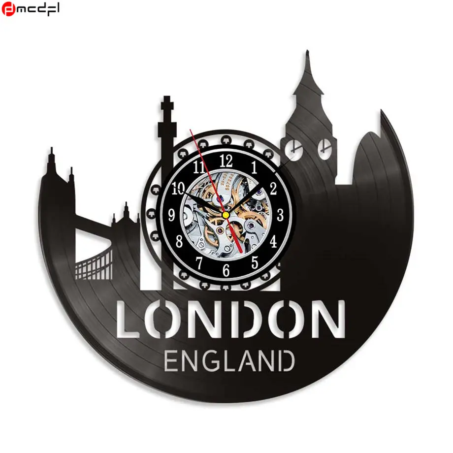 12inch London Big Ben Design Vinyl Record 3D Wall Clock Modern Art LED Lighting Creative Decoration Mute Watch | Дом и сад