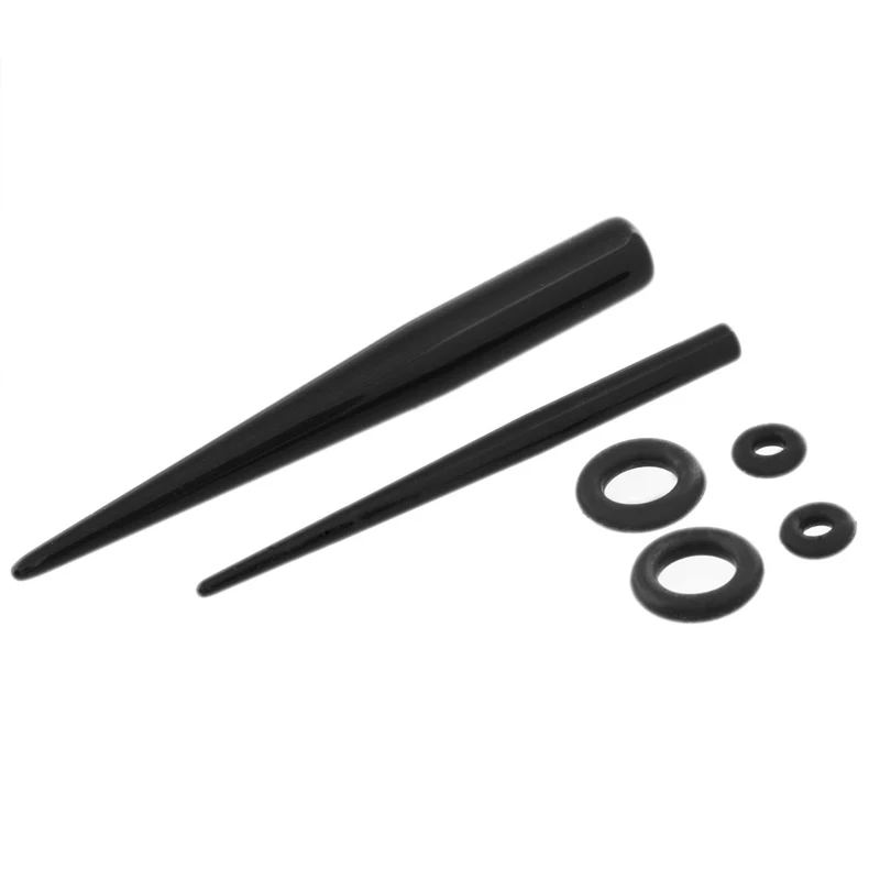 Black Acrylic Ear Tapers Stretching Kits Piercing Expander Stretchers Plugs Tunnels 11PCS/Lot